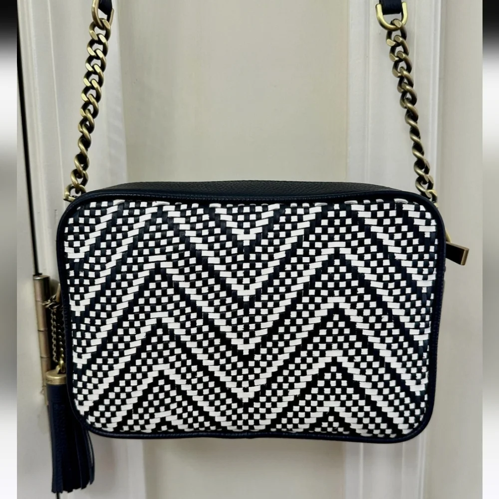 Michael Kors Ginny Medium Woven Leather Crossbody - Picture 7 of 8